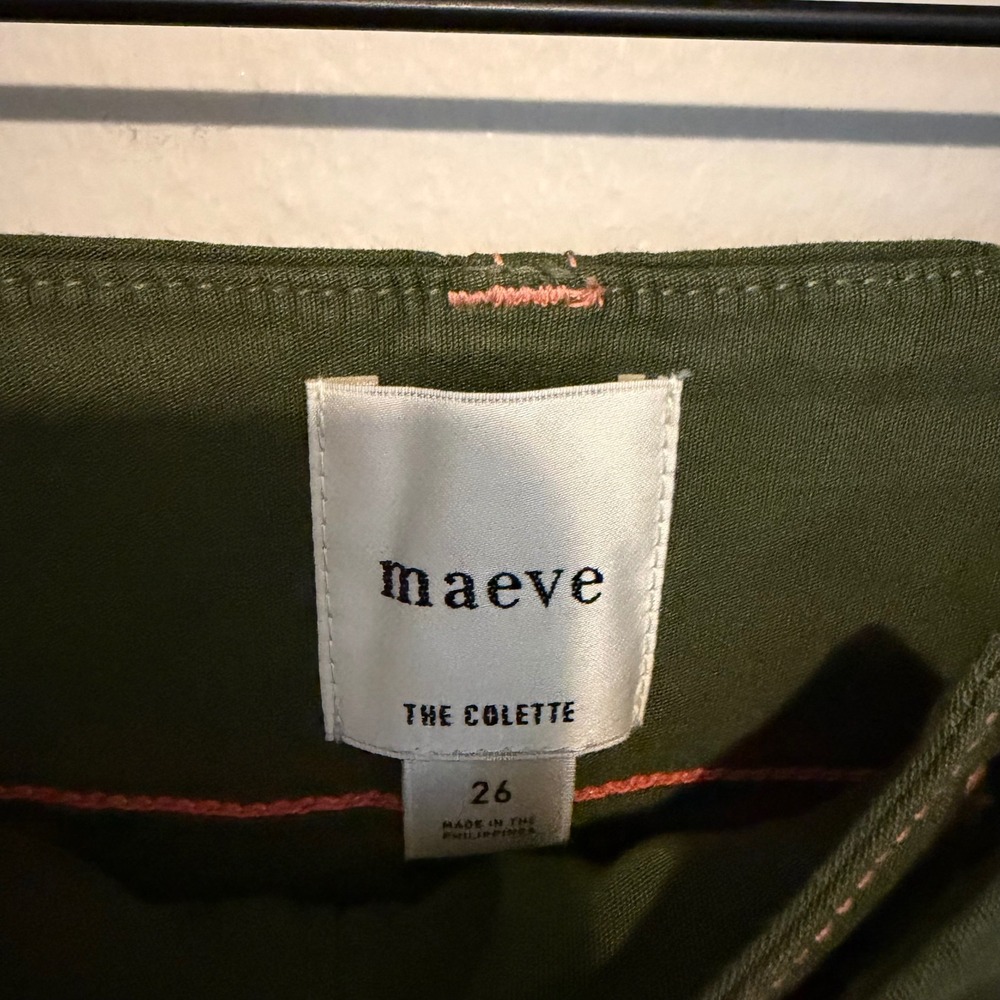NWT Maeve Colette pants wide leg contrast stitching 26 green linen minimalist - Picture 4 of 8